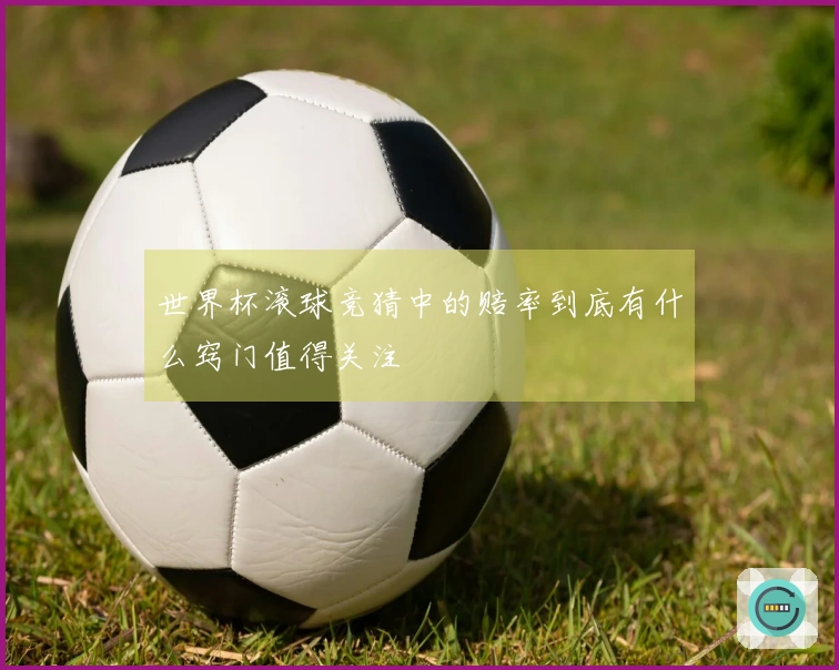 世界杯滚球竞猜中的赔率到底有什么窍门值得关注